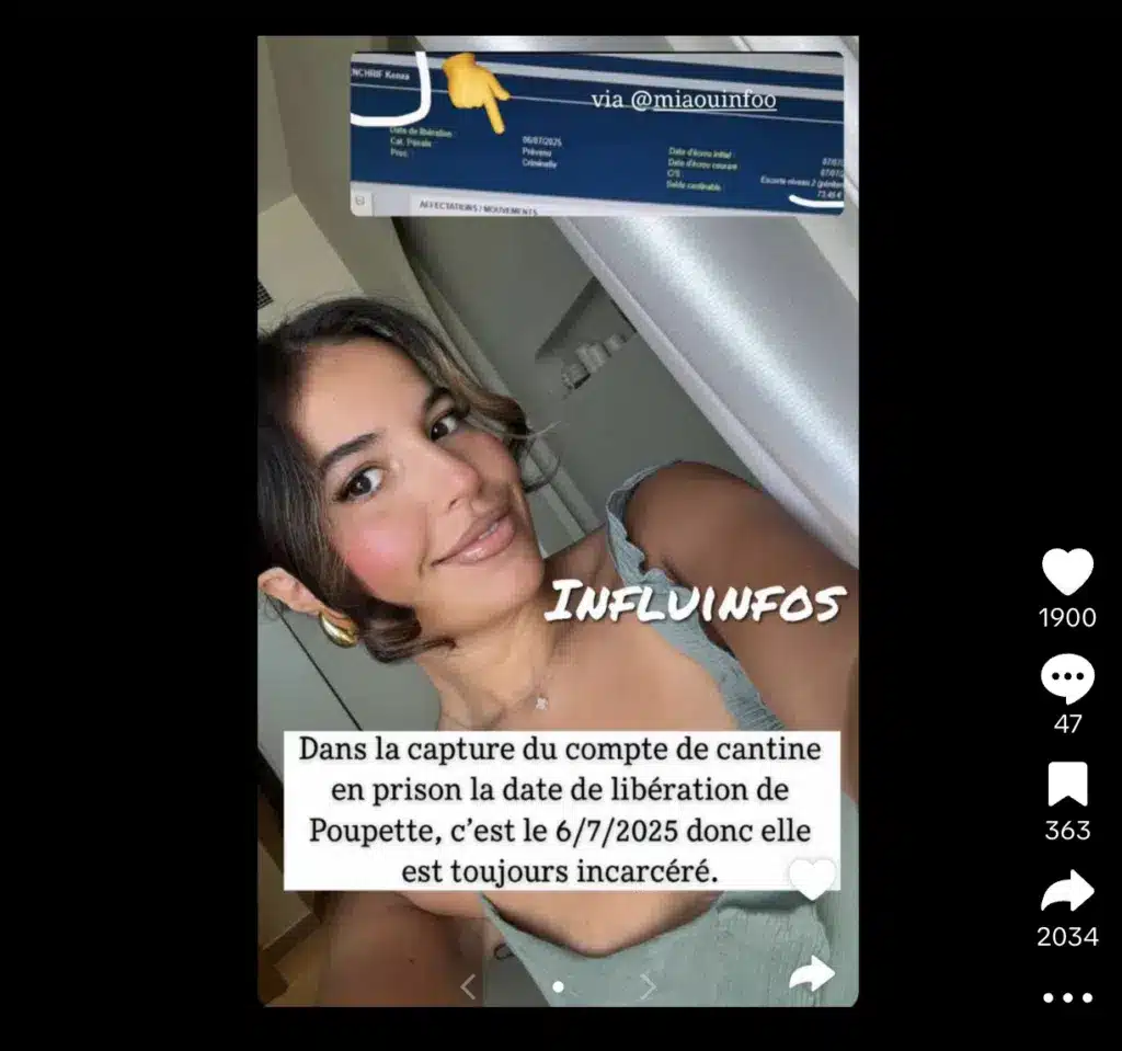 Poupette Kenza incarcérée : On sait quand elle va sortir de prison